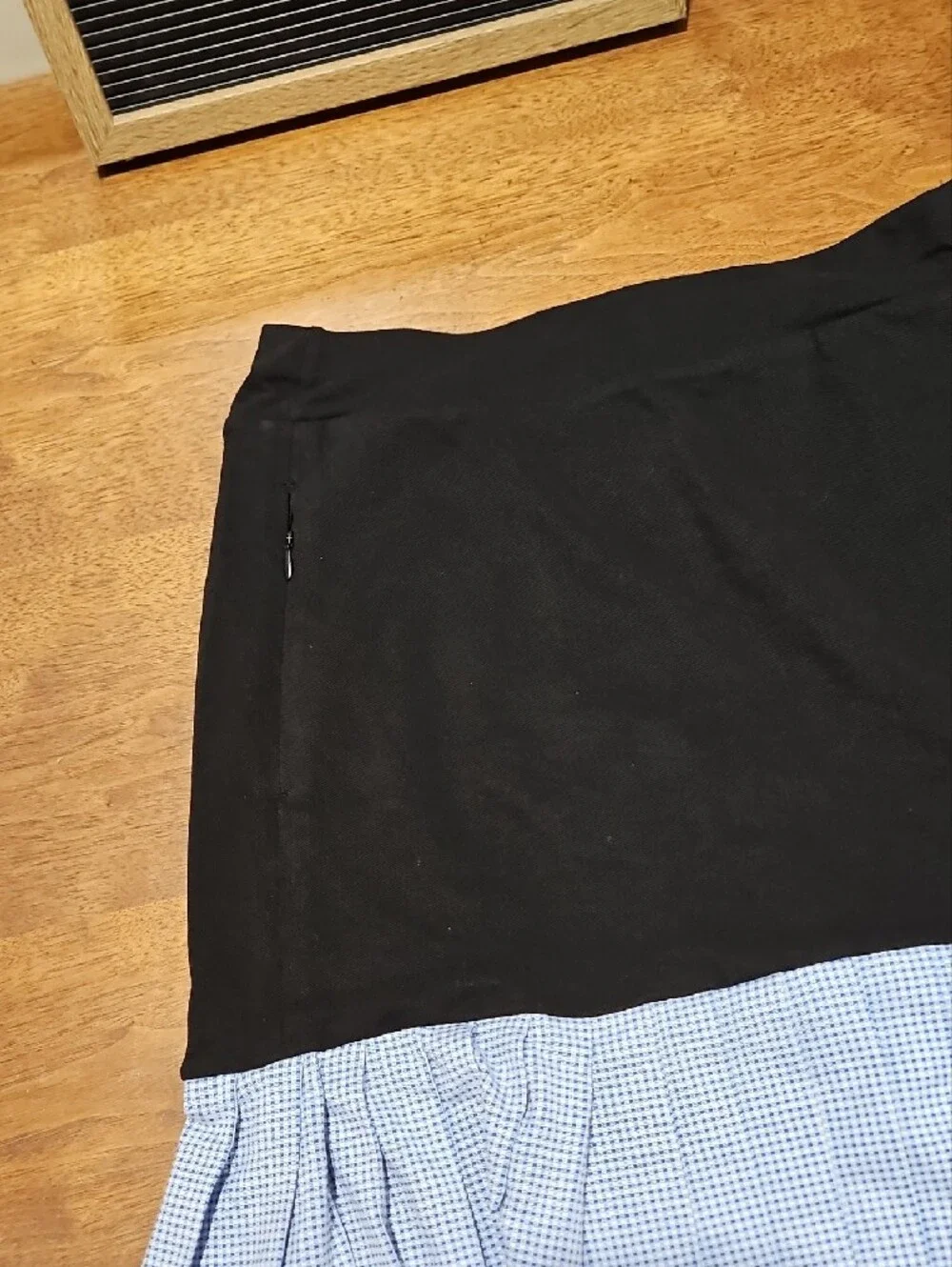 ACEGOLFS Black Mini Skirt with Blue Pleated Hem 🌞UPF 50+